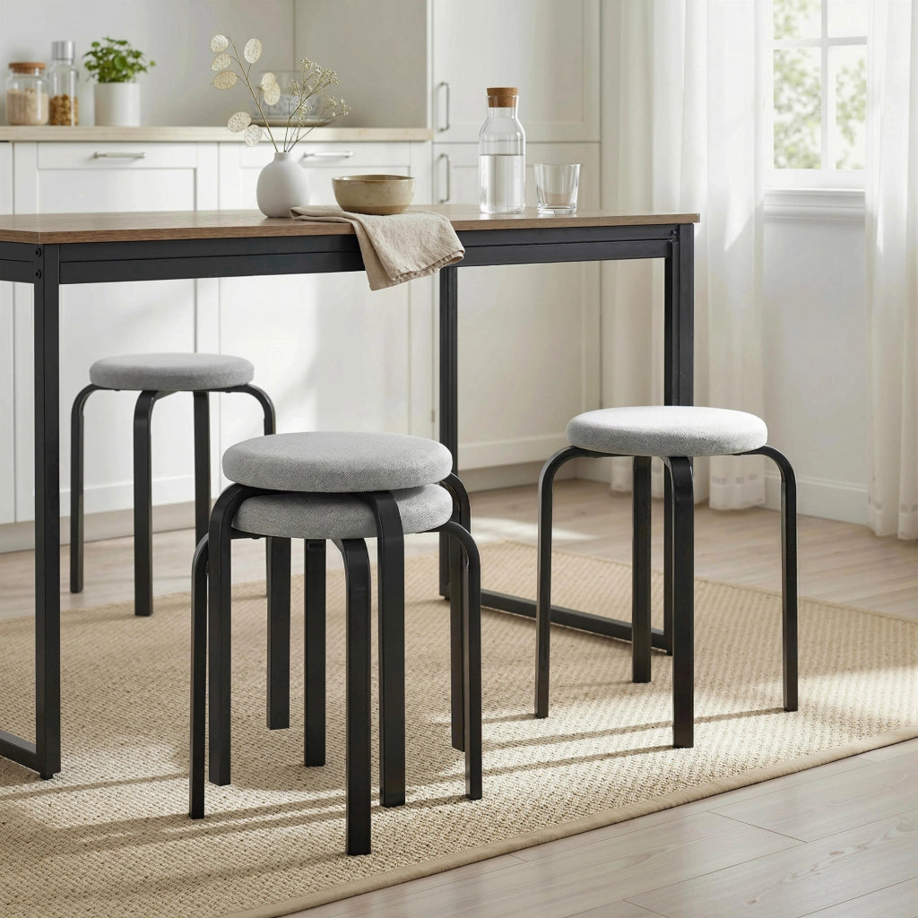 Sgabello Imbottito Rotondo Set 4 Pezzi ¨C Minimal ¨C Grigio