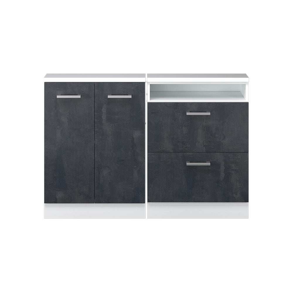 Set di mobili sottotetto Rion Calce nera/Bianco Set di 2 Vicco