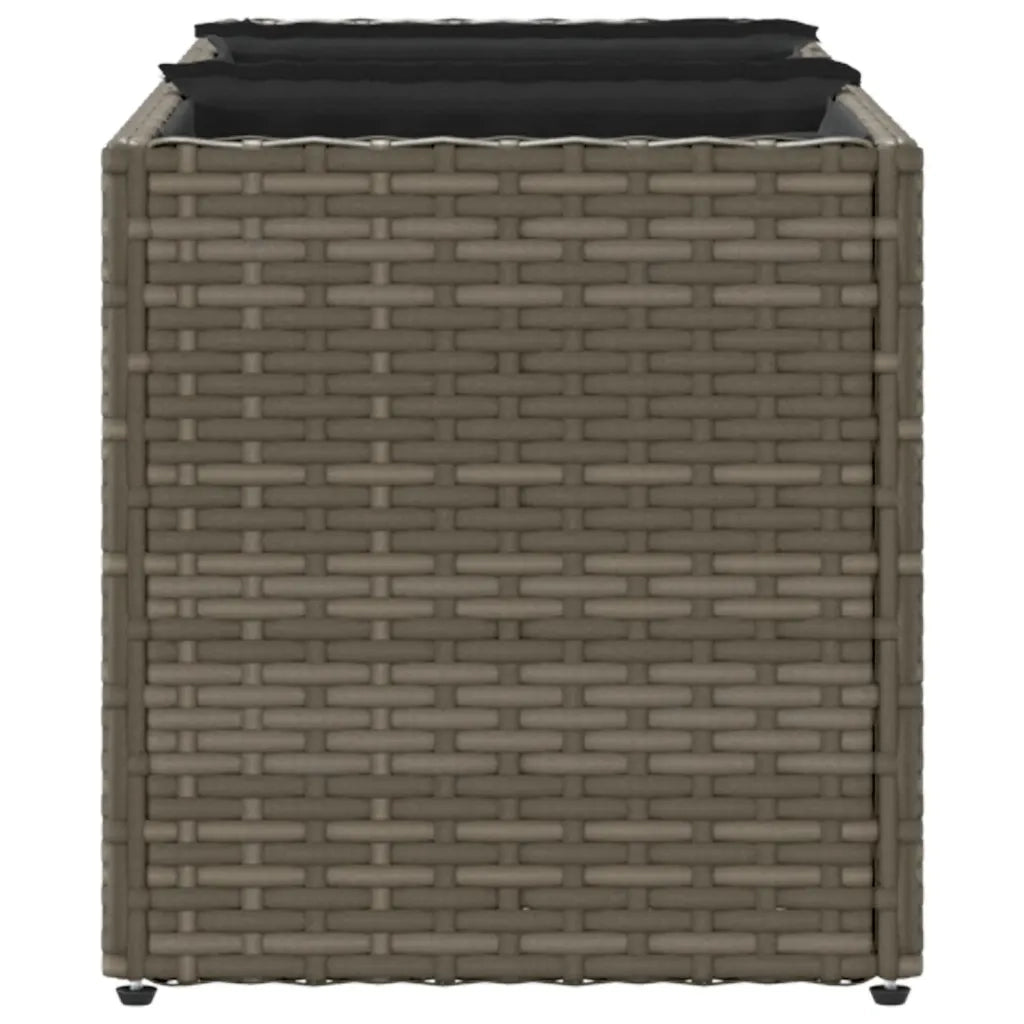Fioriera | Cassetta per fiori | Vaso da Giardino con 3 Vasi Grigia 105x30x32 cm Polyrattan