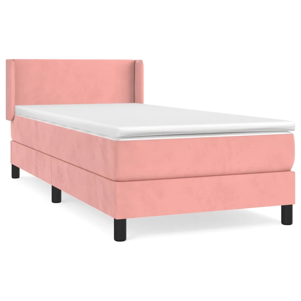 Giroletto a Molle con Materasso-Struttura Letto Rosa 100x200 cm in Velluto 998327