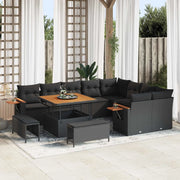 Set Divano da Giardino con cuscino 12 pcs Nero