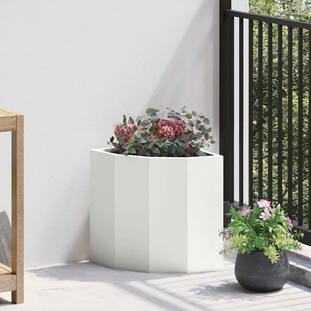 Vaso d'angolo-Fioriera-Contenitore per Piante Bianco 30 x 30 x 35 cm Acciaio