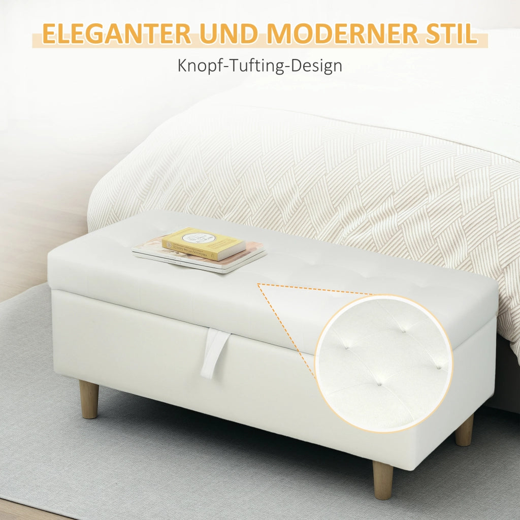 Pouf contenitore ¨C Xylo ¨C tessuto crema gambe legno