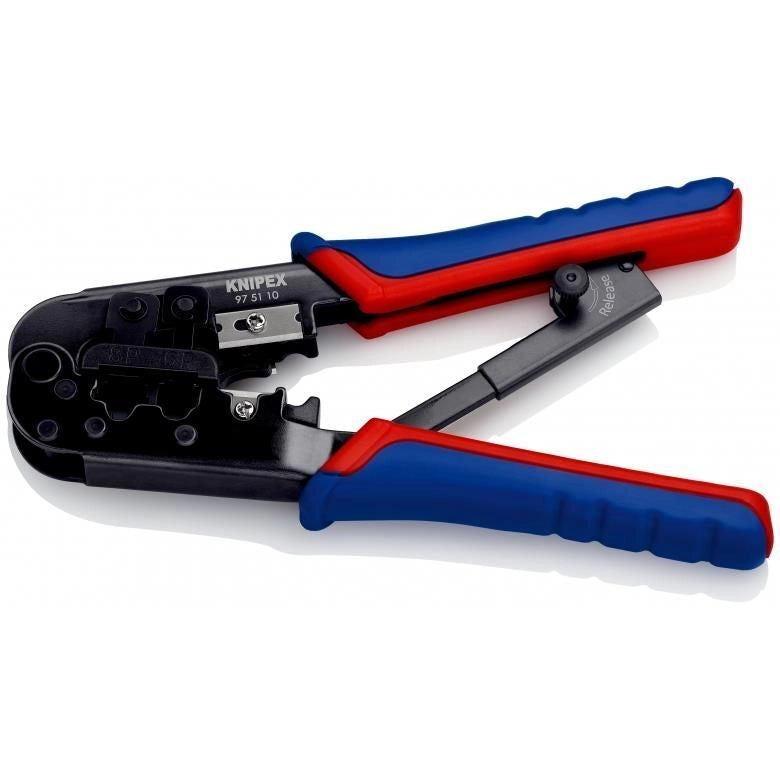 Knipex 97 51 10 Crimpatrice Pinza Connettori Modulari Western RJ-11 RJ-12 RJ-45 190 mm colore Nero Blu Rosso