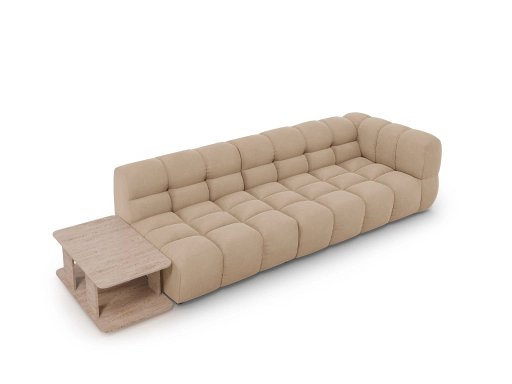 Cosmopolitan Design - Divano modulare sinistro "Sky" 4 posti in velluto sabbia 