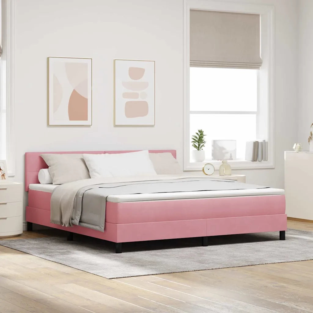 Letto a Sorgente LED con materasso Rosa 180 x 200 cm Velluto