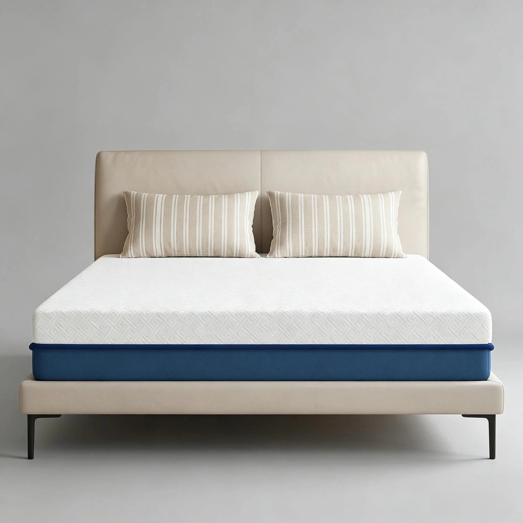 MATERASSO 140x190 cm in Memory Foam con fodera sfoderabile Blu/Bianco