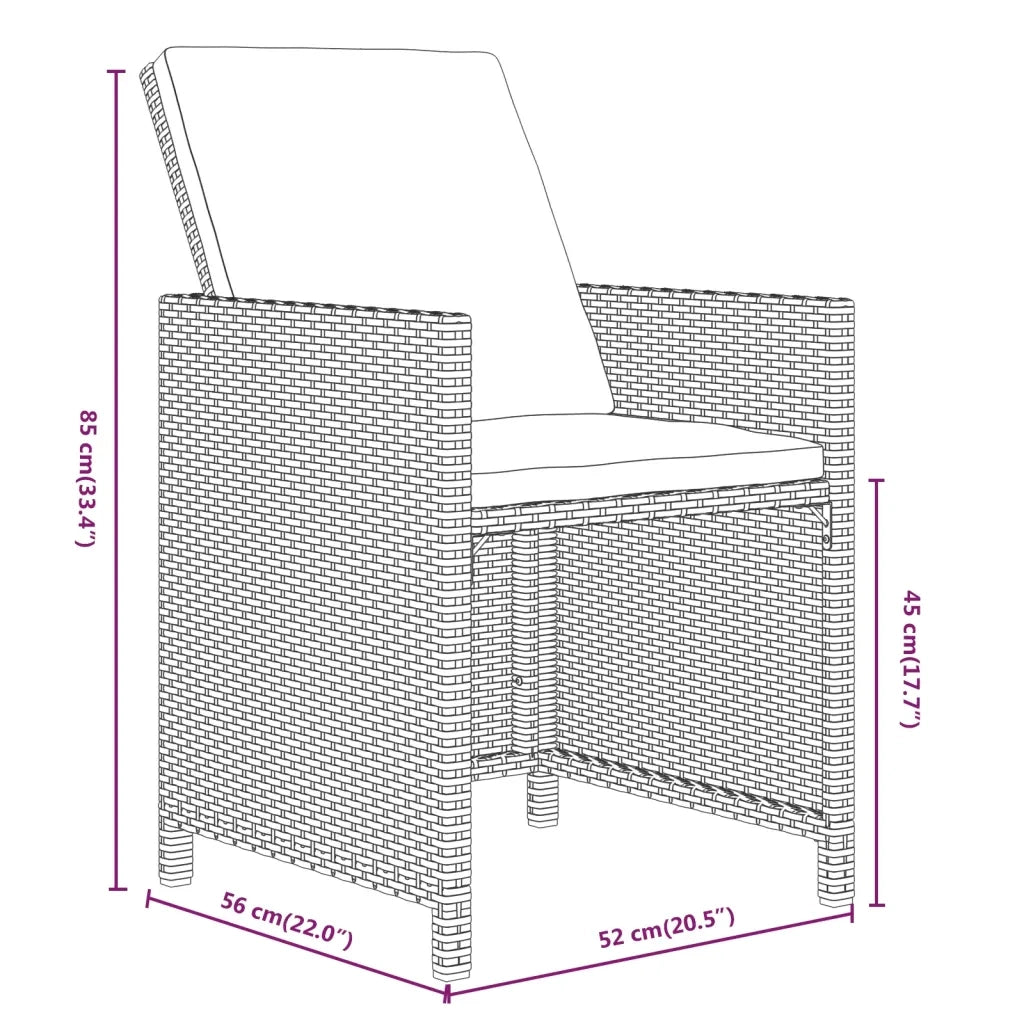 Set da Pranzo per Giardino 19pz con Cuscini in Polyrattan Beige 3095663