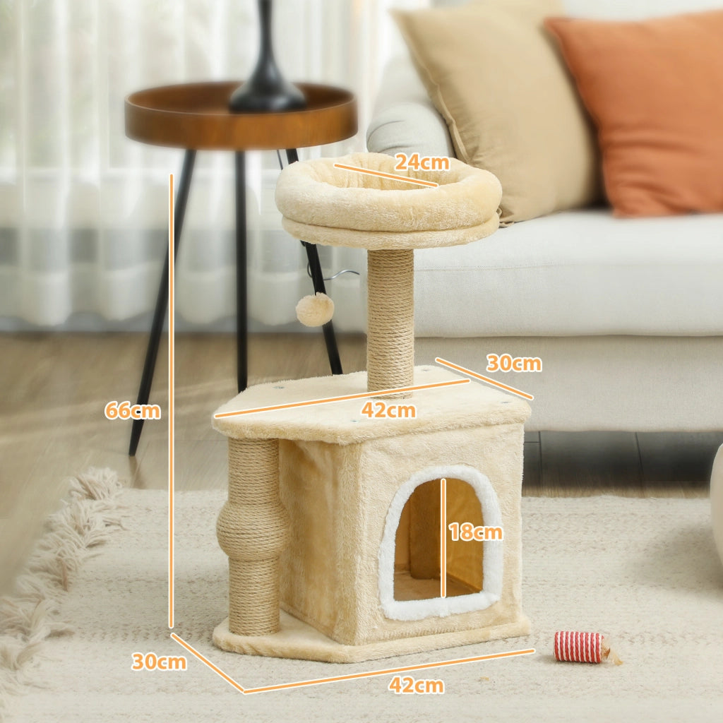 Albero per Gatti con Cuscino e Poste di Giuto ¨C zephmum ¨C Beige 66 cm