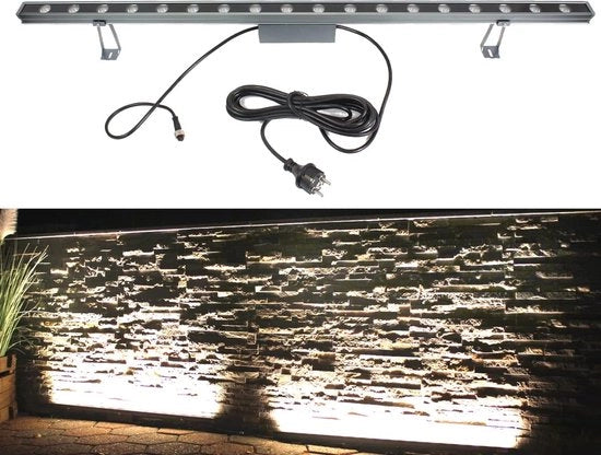 Faro LED 100 cm per illuminazione esterna e giardino con cavo, luce calda bianca