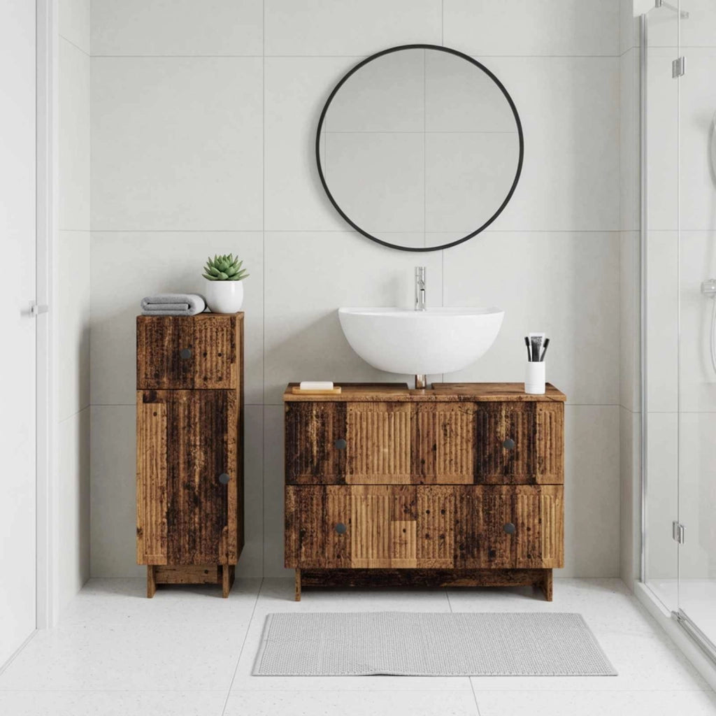 Set di Armadi da Bagno da 2 Pezzi EDE Legno antico 3417664