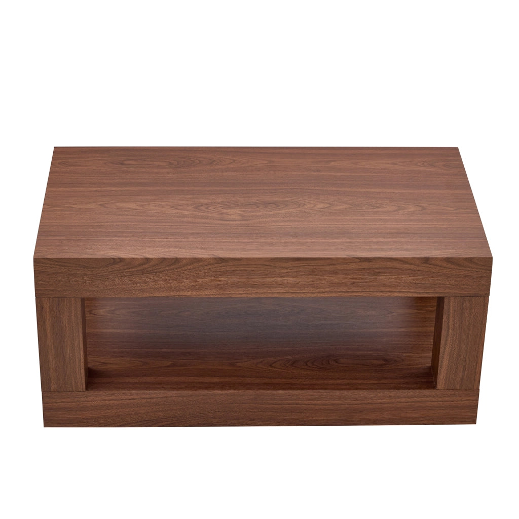 TAVOLO Basso Rettangolare a 2 Livelli in MDF, Colore Noce