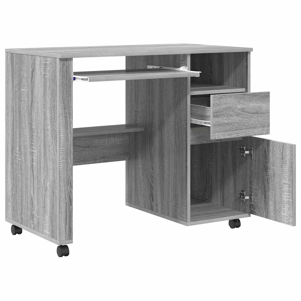 Scrivania con Ruote con cassetto Grigio Sonoma 91 x 50 x 77 cm 869535