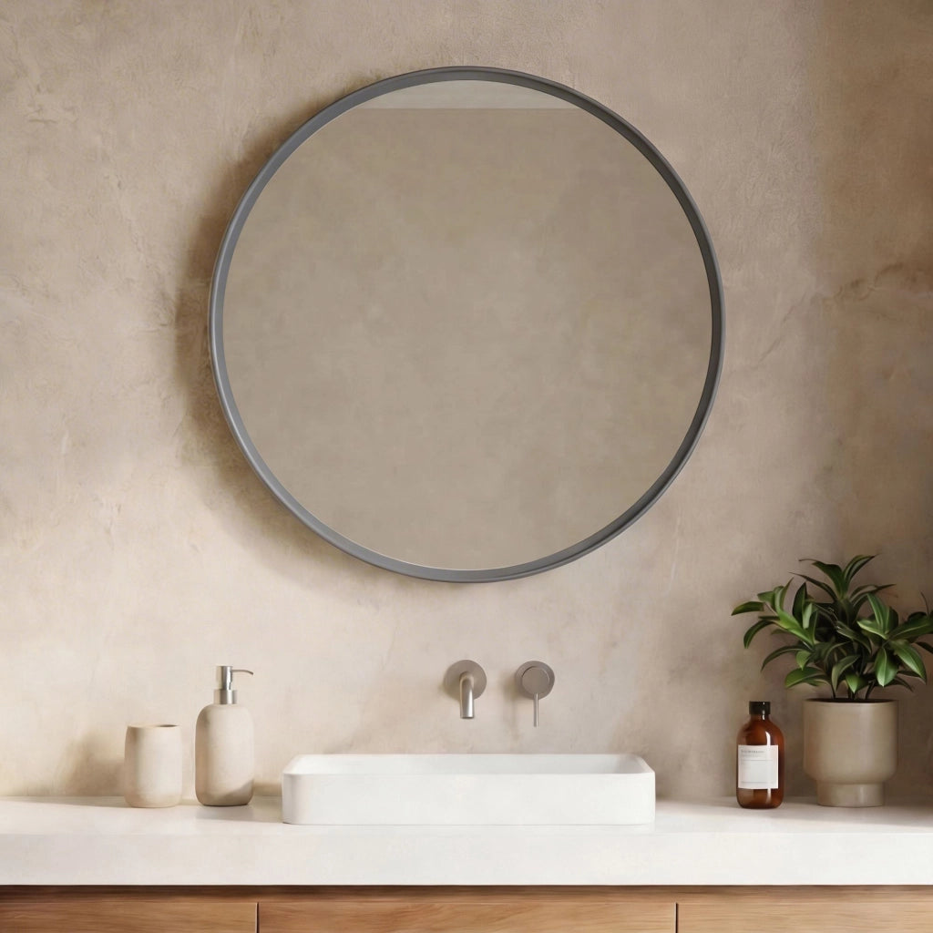 Specchio decorativo in legno "Moonlight 90 v2" - 90 x 7 x 90 cm - Grigio opaco