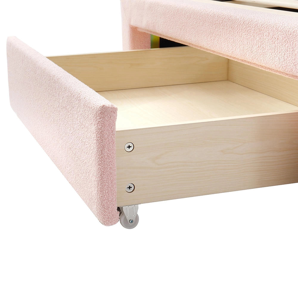 Letto imbottito 90x200cm - Xylo - testiera chenille rosa