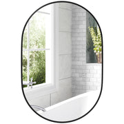 Specchio da Bagno Ovale con Cornice Alluminio ¨C Minimal ¨C Nero 60x90 cm