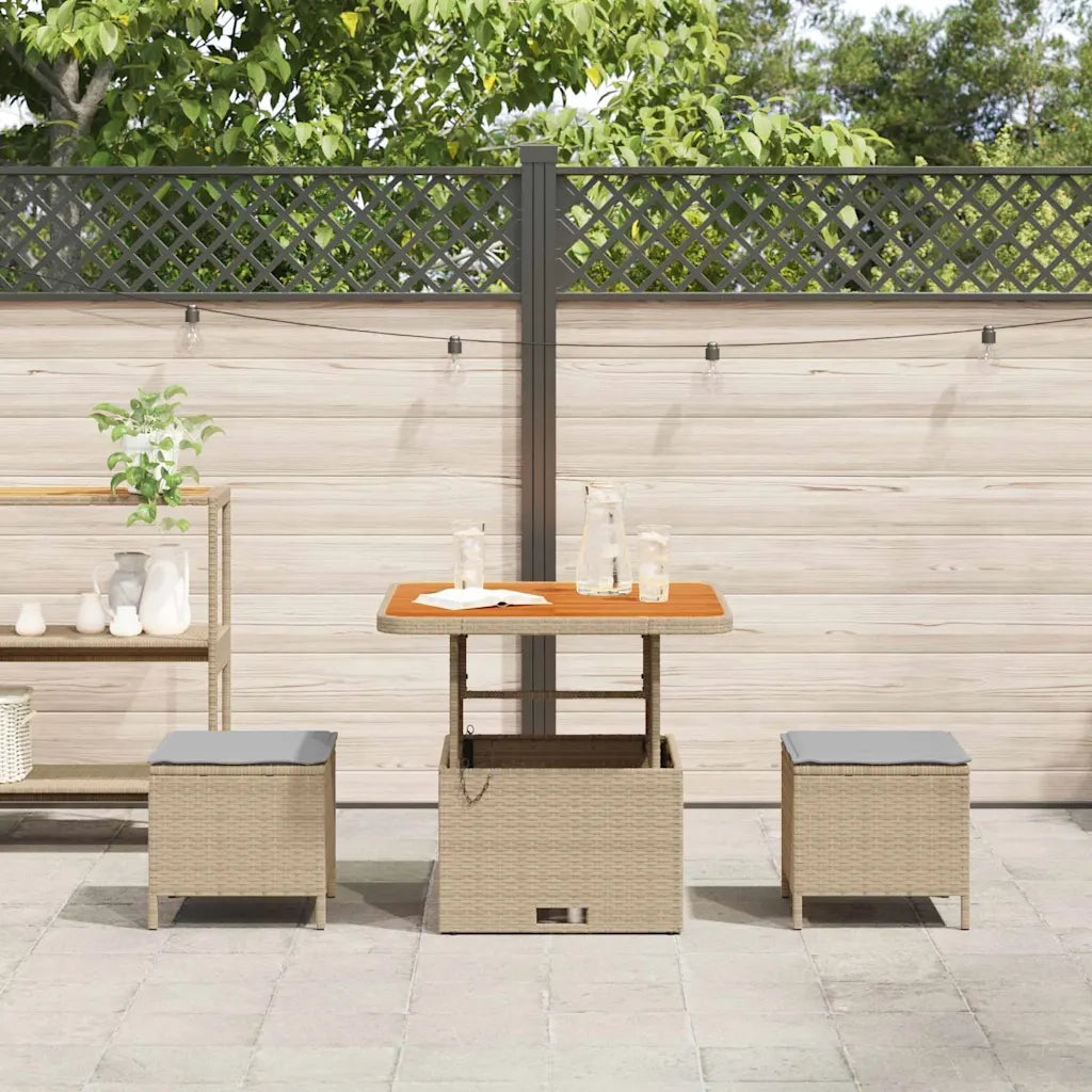 Set da Pranzo per Giardino Beige polyrattan 42007914