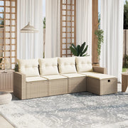 Set Divano da Giardino 5 pz con Cuscini Beige in Polyrattan 3263464