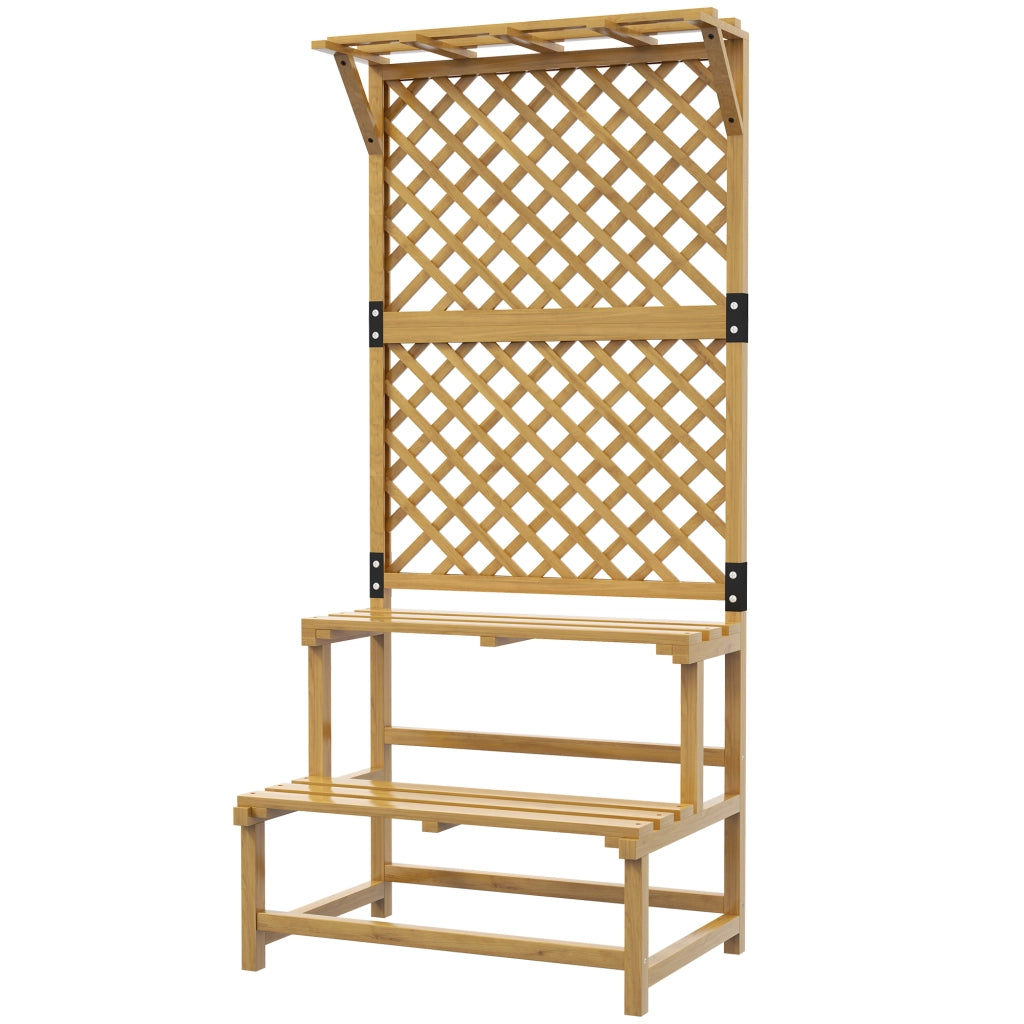 Blumenregal con Spalier e Tetto ¨C Minimal ¨C Legno Abete Giallo 75x50x166 cm