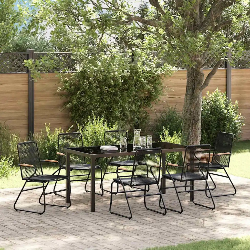 Set da Pranzo per Giardino 7 pcs Nero
