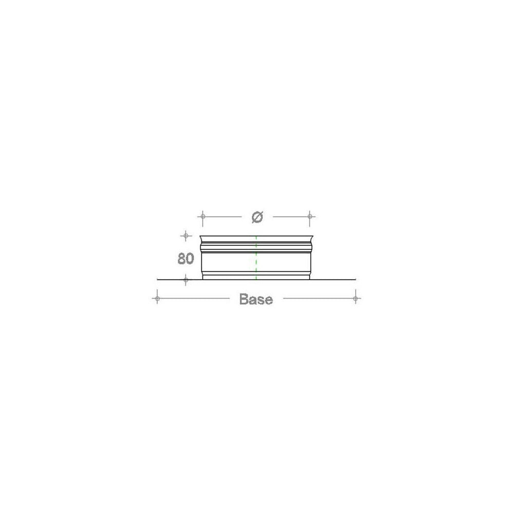 Base forata inox da 250x250mm a innesto m 80 - 230mm 6 decimi, diametro 180mm