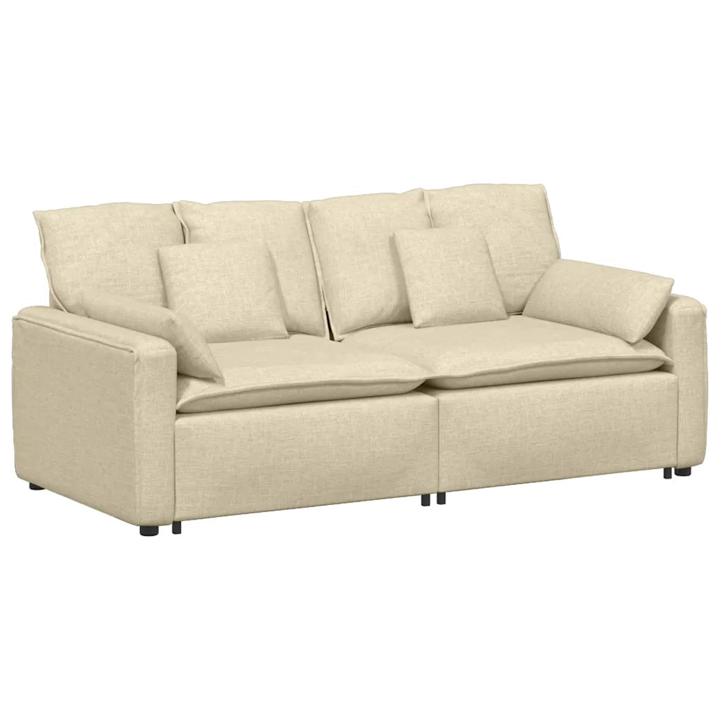 Divano Modulare con Cuscini Crema 3321123