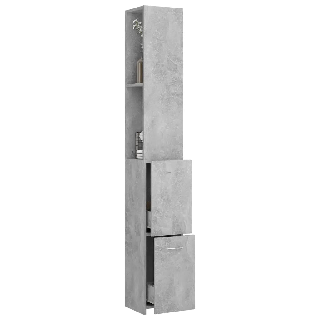 Armadietto Bagno | Armadio da bagno Grigio Cemento 25x26,5x170cm Legno Multistrato