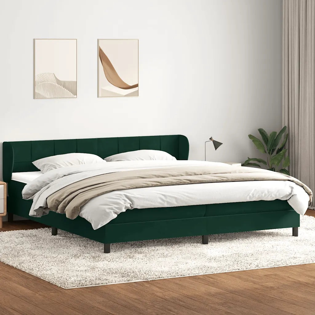 Giroletto a Molle con Materassi Verde Scuro 180x220 cm Velluto 3317580