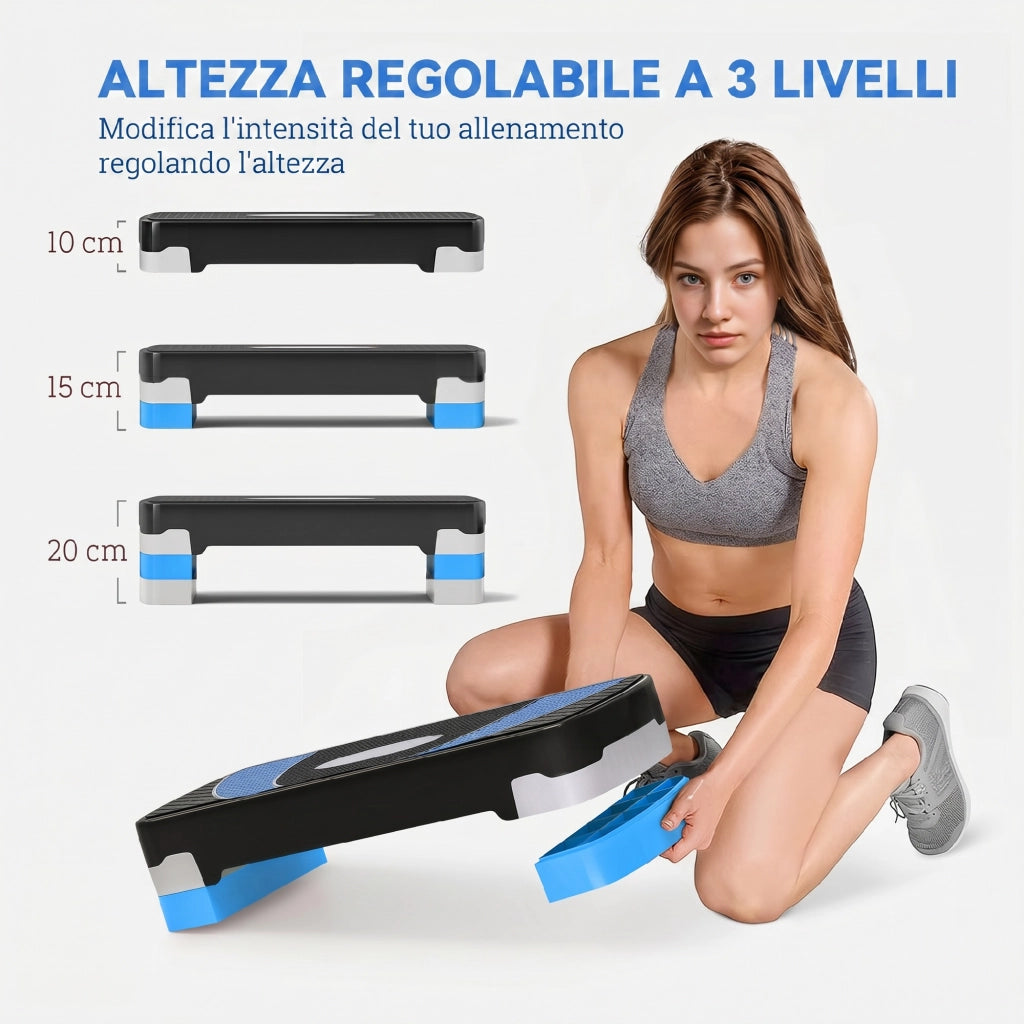 Stepper Fitness Regolabile ¨C Minimal ¨C Blu e Nero