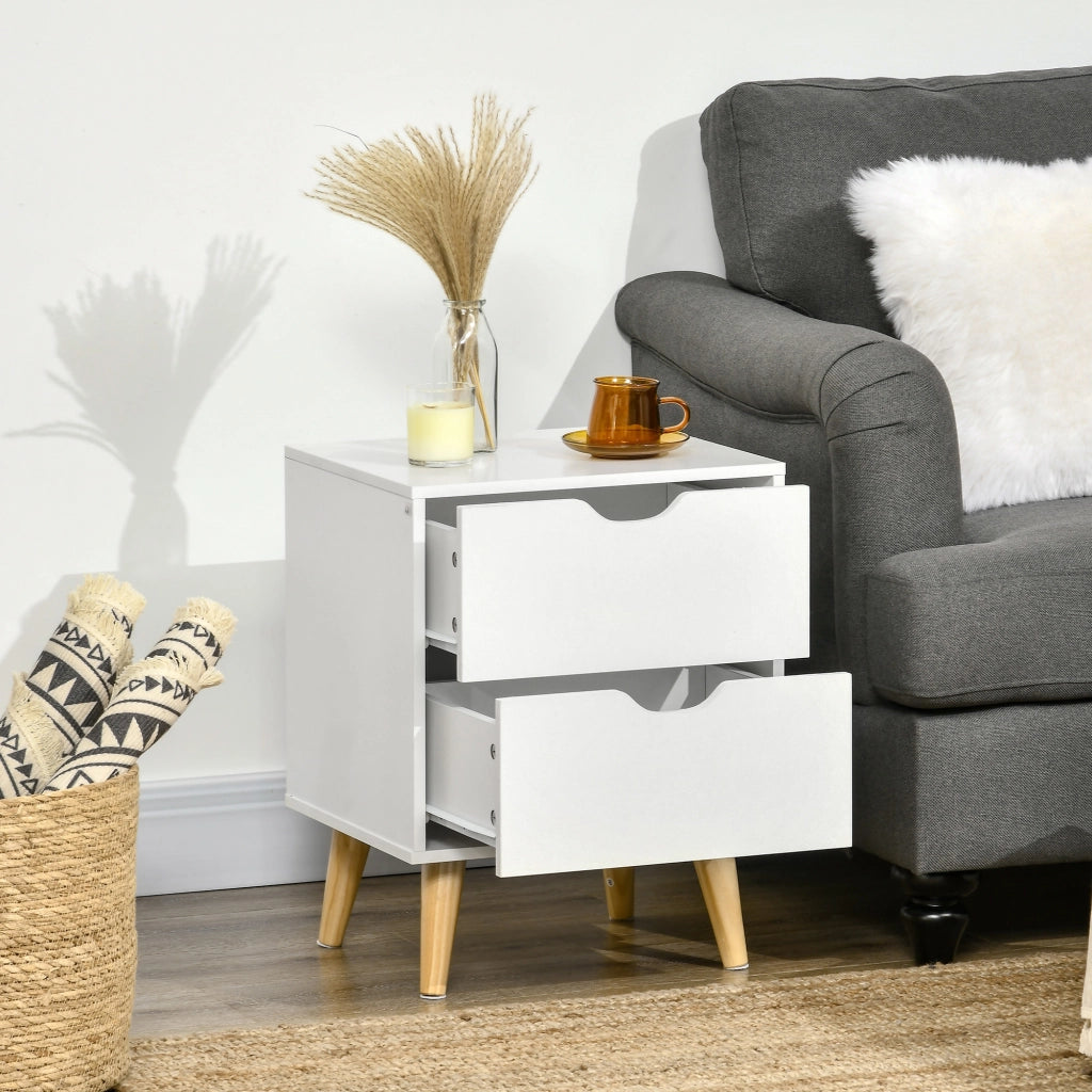 Comodino con 2 cassetti ¨C Minimal ¨C Bianco 40x35x50,5 cm
