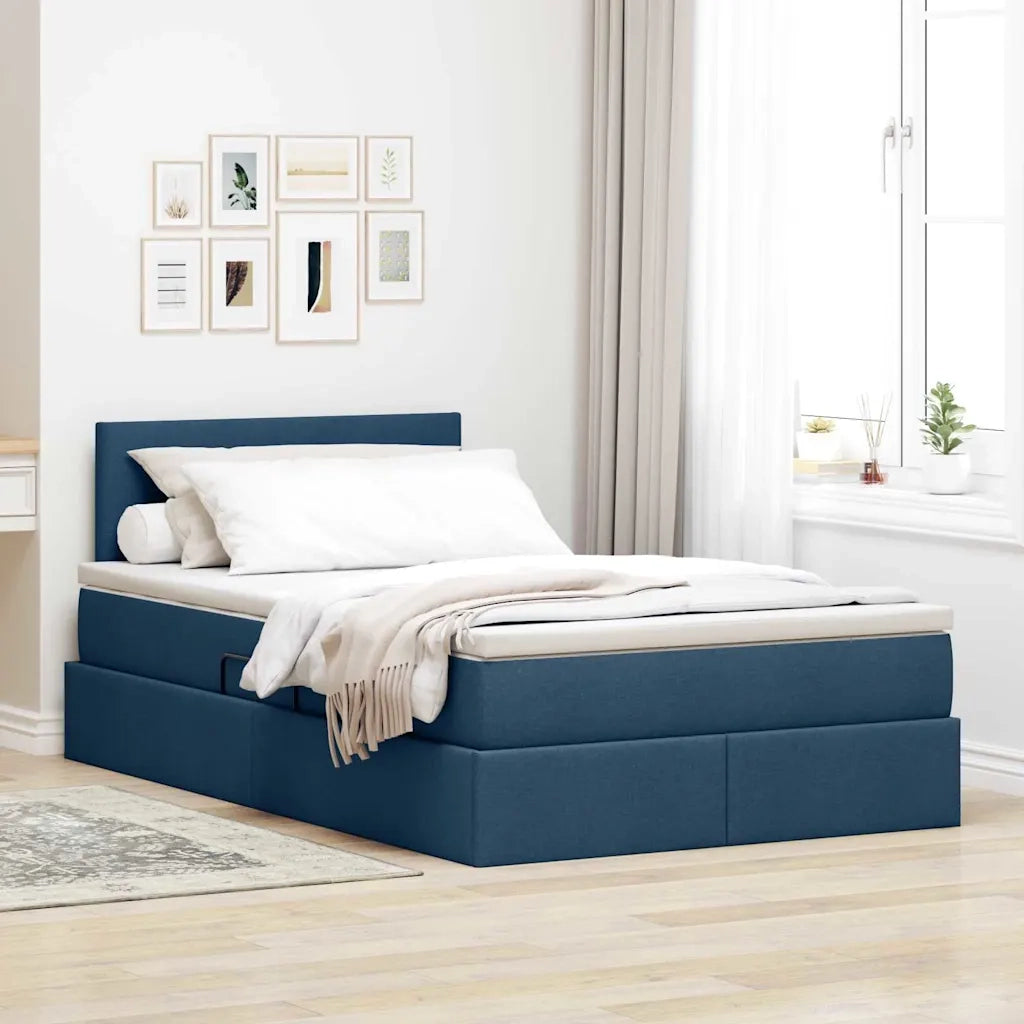 Letto con contenitore e materasso con testiera Blu 120 x 200 cm 3370442