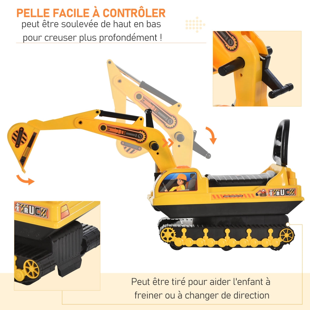 Cavalcabile Escavatore per Bambini 18-48 Mesi ¨C Xylo ¨C Giallo con Contenitore e Clacson