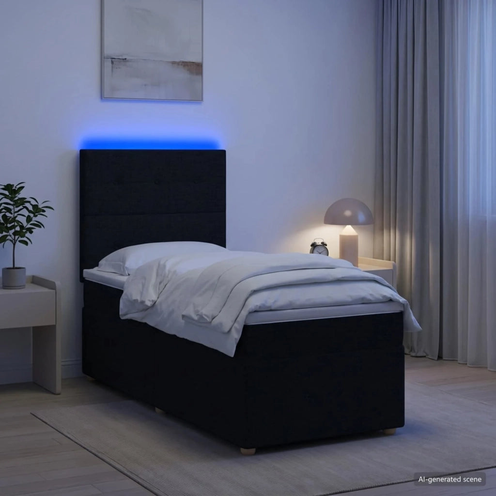 Letto box spring con materasso Nero 80 x 200 cm Tessuto 3455219
