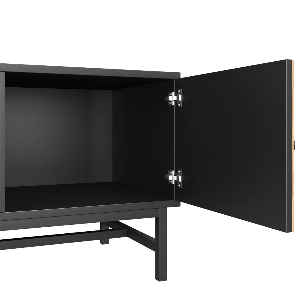 Mobile TV 150 cm - Zephmum- Nero e legno, design contrasto, stoccaggio versatile
