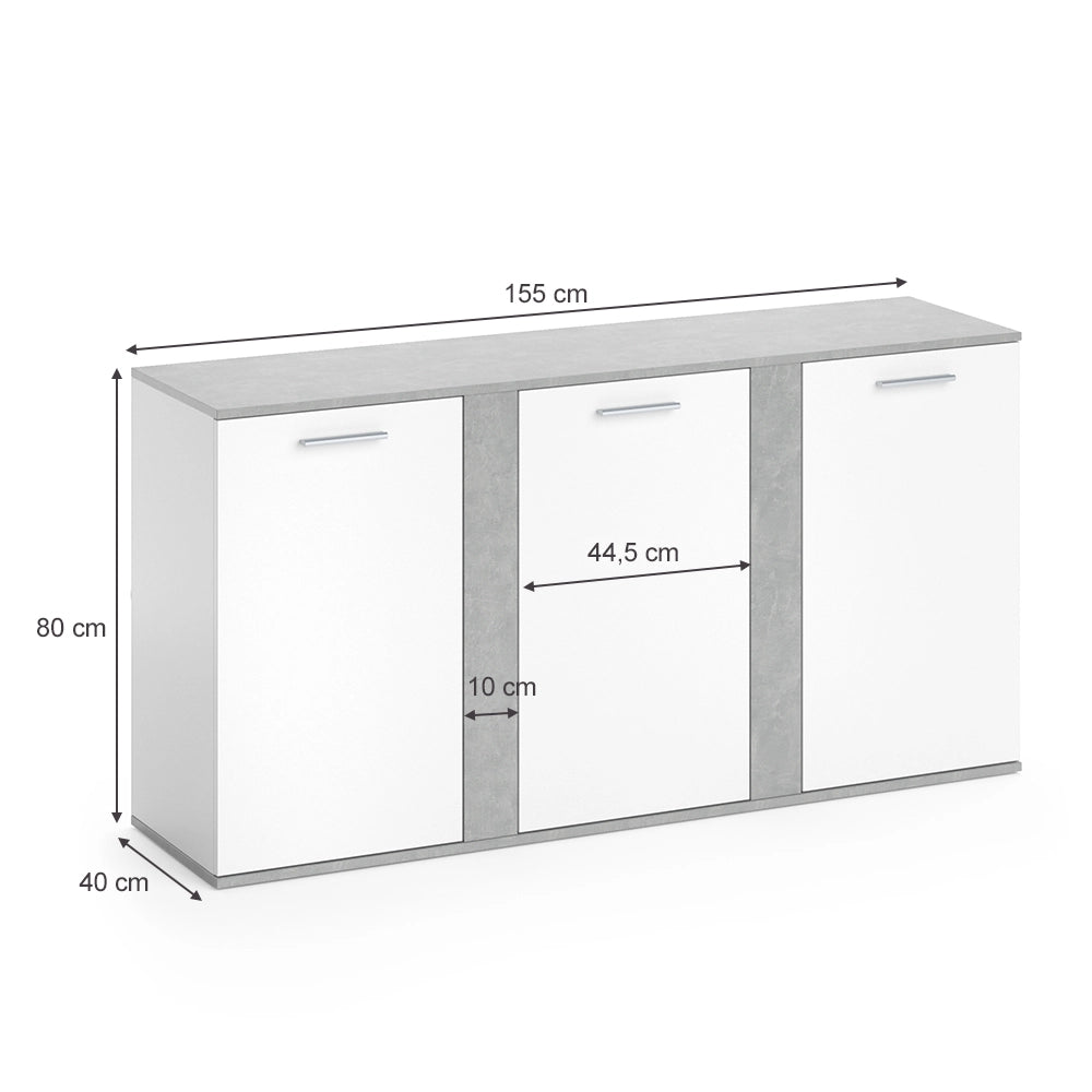Vicco Credenza Calcestruzzo 40 x 80 cm con ante