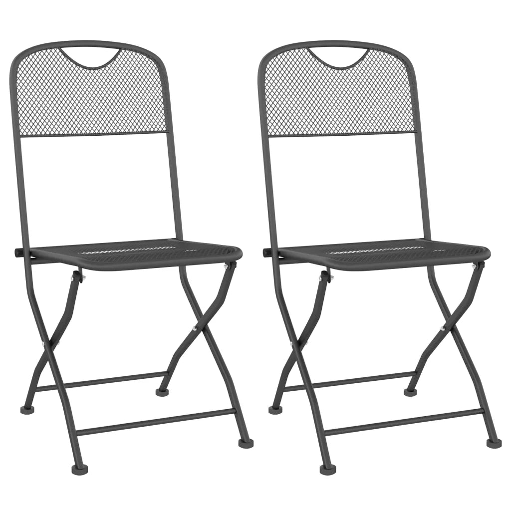 Set da Pranzo per Giardino 3pz | Set Salotto da Giardino Rete Metallica Espansa Antracite