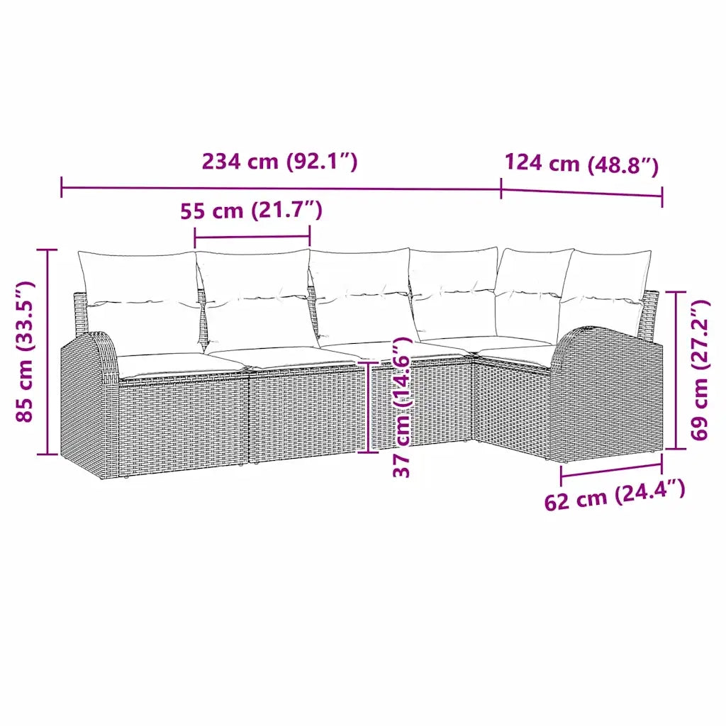 Set di divani con cuscino 5 pcs Beige Poliestere 3346041