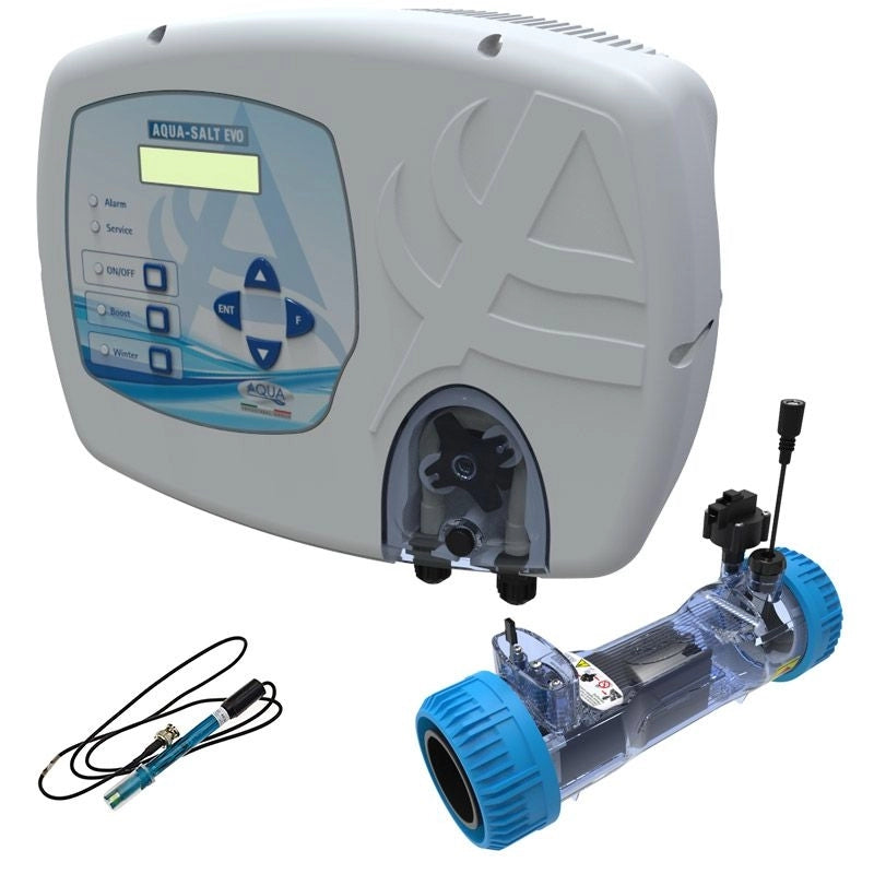 Sterilizzatore Aqua Salt Evo Con Sensore Di Flusso, Regolatore Ph, Lettura Cloro Tramite Cella Aj E Cella Elettrolitica Per Piscine Fino A 200 M³ Volume piscina: Fino a 200 m³