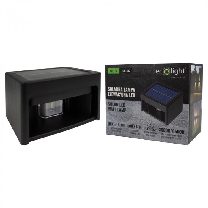 Applique solare LED 0,5W crepuscolare 90° IP44 nera