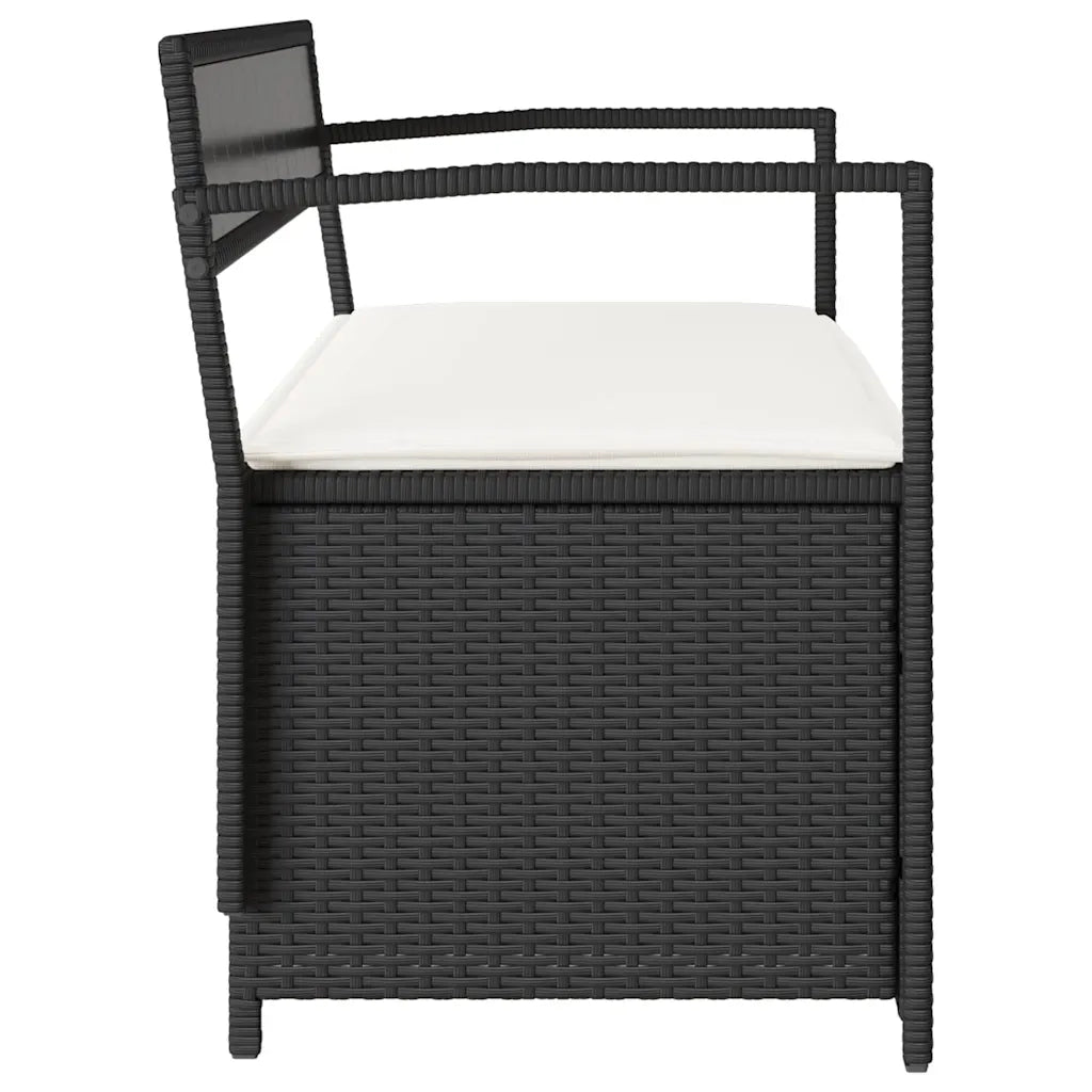 Panca Portaoggetti da Giardino con Cuscino-Sgabello-Panca con Contenitore in Polyrattan Nero 658836