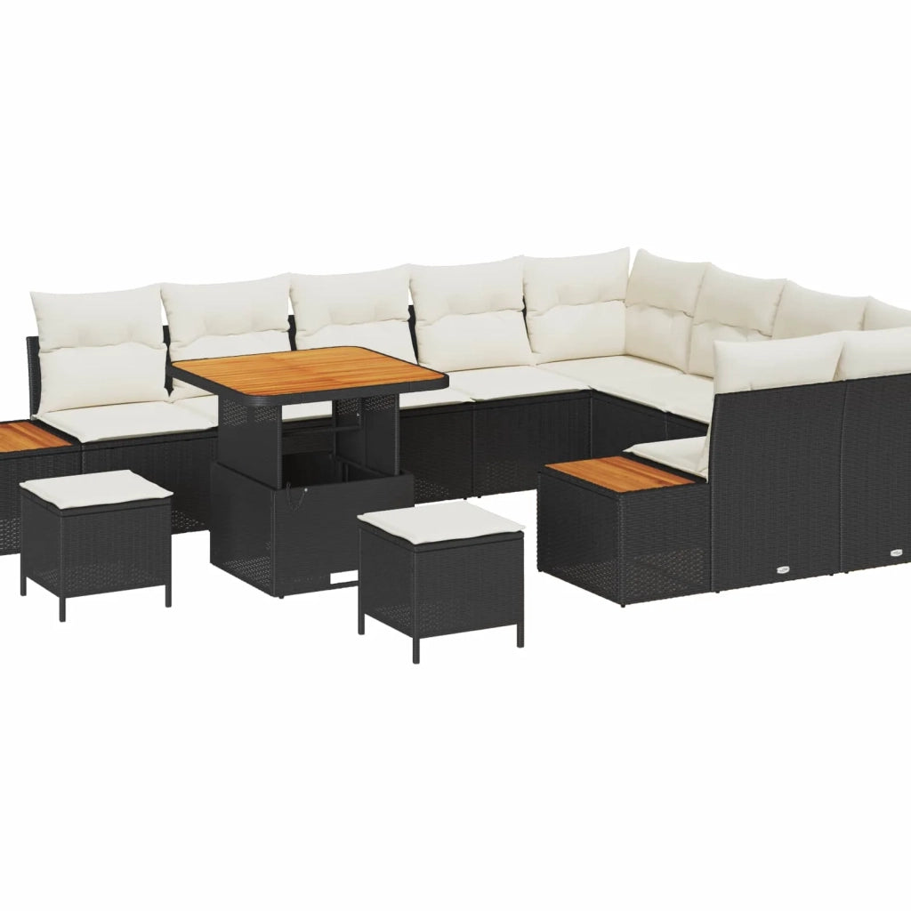 Set Divano da Giardino con cuscino 12 pcs Nero e Crema 3363340