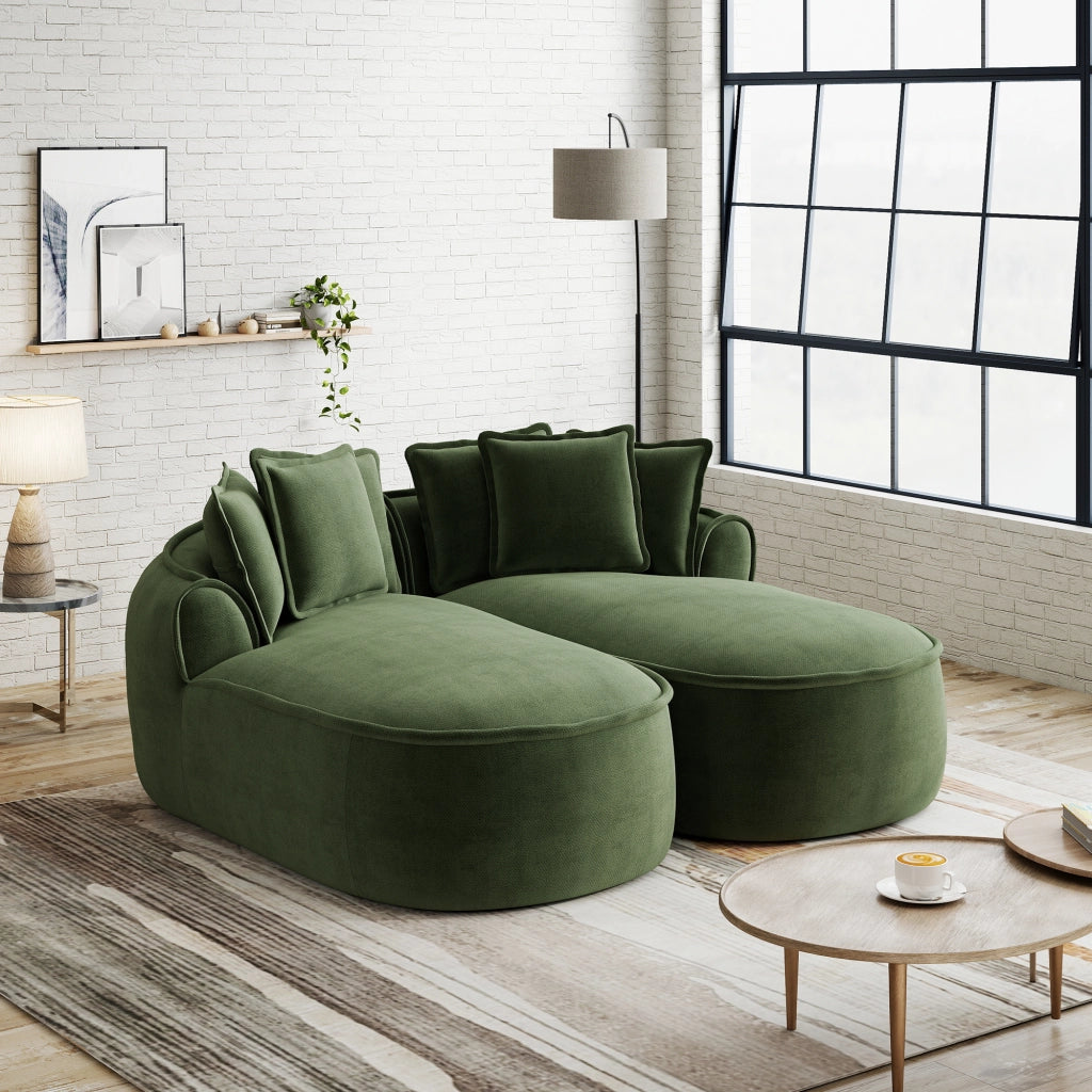 Divano Chaise Longue Doppio in Chenille con Cuscini ¨C MINIMAL ¨C Verde