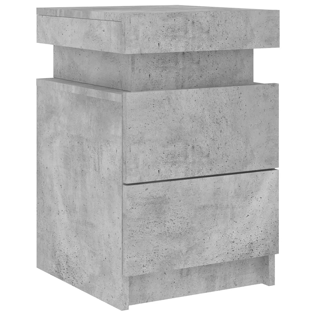 Comodini con Luci LED 2pz Grigio Cemento 35x39x55 cm 836756