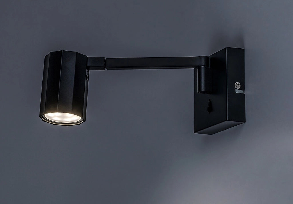 Applique regolabile con interruttore nera Rabalux Karter GU10