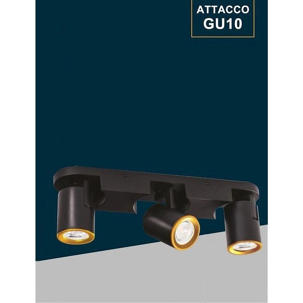 Trade Shop - Applique 3 Diffusori Orientabile Soffitto Parete Lampada Gu10 Bianco Nero Th8803 -