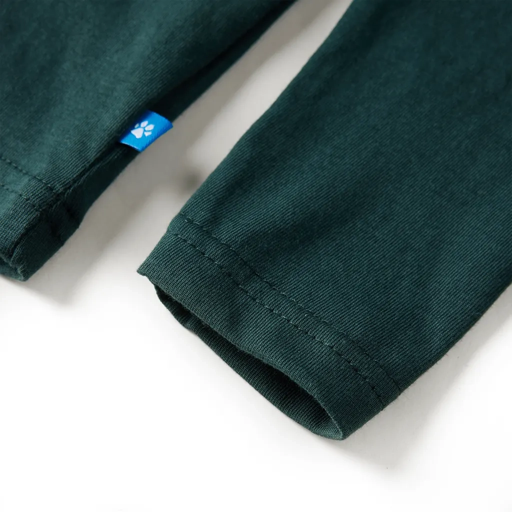 Maglietta da Bambino Maniche Lunghe Verde Scuro 104