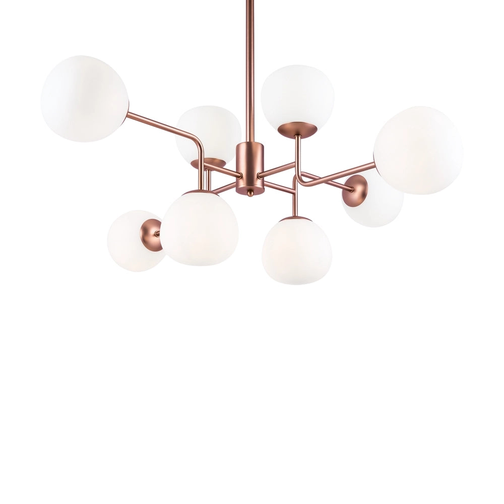 Lampadario Erich rame sfere bianche Maytoni MOD221-PL-08-G