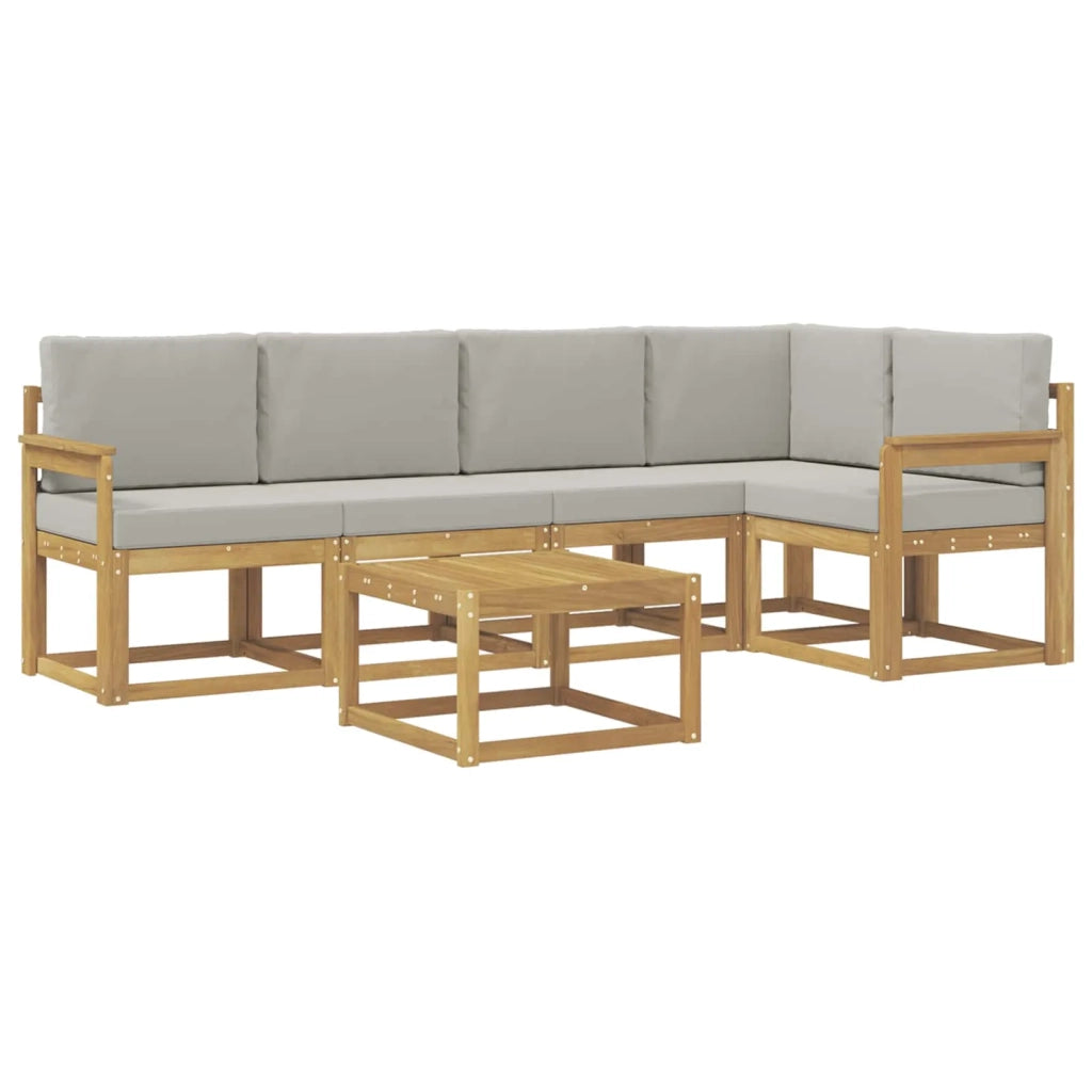 Set di divani da esterno 6 pz Bianco e Grigio Chiaro 3387655