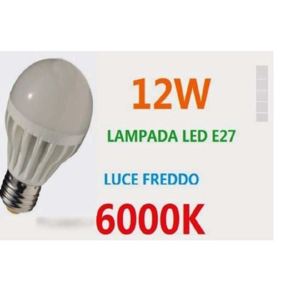 Trade Shop - Lampadina Led, A Sfera, Luce Freddo, E27 12w 980lm 6000k (85-265v) -