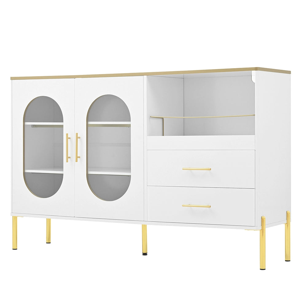 Buffet - Xylo - 2cass/2porte vetro bianco/dorato